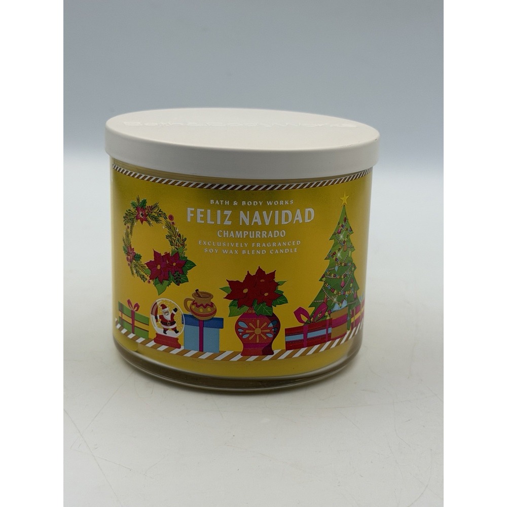 Bath & Body Works Feliz Navidad Champurrado 3 Wick Candle 14.5 oz Discontinued - Picture 1 of 6